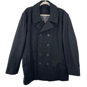 Calvin Klein Men’s Double Breasted Wool Peacoat Size LARGE Charcoal Grey